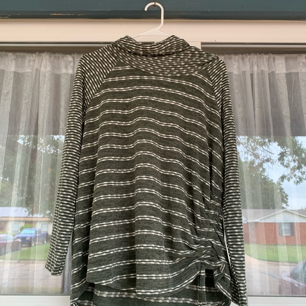 Cowl neck cinch side waist tie sweater -Dress barn
